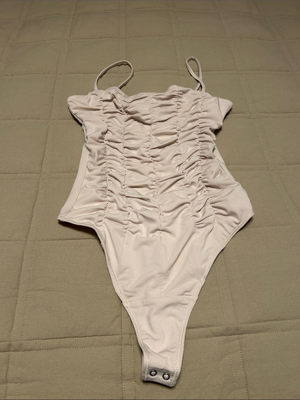 Abercrombie and Fitch Women’s Cream Ruched One-Piece Bodysuit